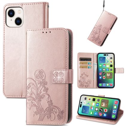 Mobigear Clover iPhone 15 Funda tipo libro Cartera - Oro rosa