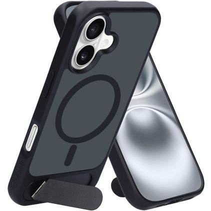 Mobiparts Hardcover iPhone 16 MagSafe Funda Plástico rígido Carcasa con soporte - Satin Black