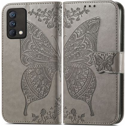 Mobigear Butterfly Realme GT Master Edition Lompakkokotelo + Setelitasku - Harmaa