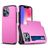 Mobigear Card iPhone 13 Pro Max Funda Plástico rígido Carcasa Antigolpes con tarjetero - Rosa