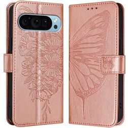 Mobigear Butterfly Google Pixel 9 Pro XL Capa livro Carteira - Rosa dourado
