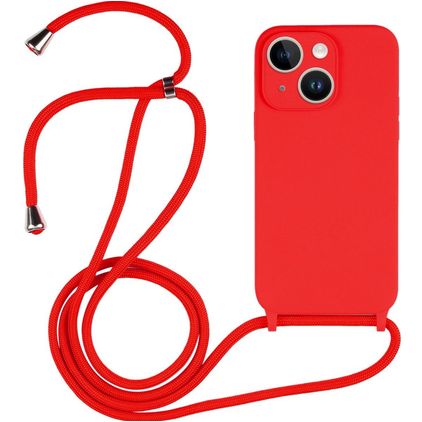 Mobigear Lanyard iPhone 14 Plus Silikoni Suojakuori kaulanauhalla - Punainen