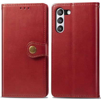 Mobigear Snap Button Samsung Galaxy S21 FE Capa livro Carteira - Vermelho