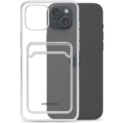 Mobilize Gelly Card Transparente iPhone 15 Plus TPU flexível Capa traseira com porta-cartões - Transparente
