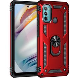 Mobigear Armor Ring Motorola Moto G60 Fodral Hårdplast Skal Stötsäkert med ringhållare - Röd