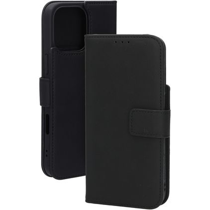 Mobiparts Wallet iPhone 16 Pro Max MagSafe Äkta läder Plånboksfodral med sedelfack - Svart
