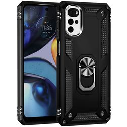 Mobigear Armor Ring Motorola Moto G22 Hårdt Bagsidecover Stødsikkert med ringholder - Sort