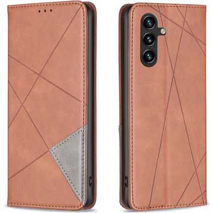 Mobigear Rhombus Slim Samsung Galaxy A55 Funda tipo libro - Marrón