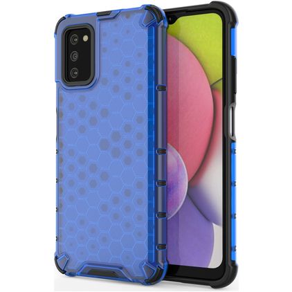 Mobigear Honeycomb Samsung Galaxy A03s Hårdt Bagsidecover Stødsikkert - Blå