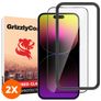 GrizzlyCoat Easy Fit iPhone 14 Pro Max Tempered Glass Screen Protector - Case Friendly + Installation Frame (2-Pack)