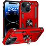 Mobigear Armor Ring iPhone 15 Plus Hårdt Bagsidecover Stødsikkert med ringholder - Rød