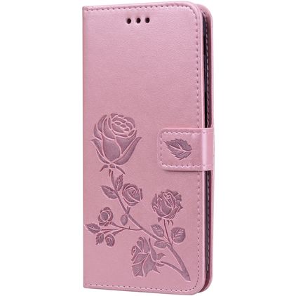 Mobigear Roses Samsung Galaxy J6 Plus Lompakkokotelo + Setelitasku - Ruusukulta