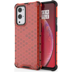 Mobigear Honeycomb OnePlus 9 Pro Fodral Hårdplast Skal Stötsäkert - Röd