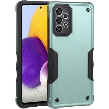 Mobigear Non-slip Armor Samsung Galaxy A73 Plástico rígido Capa traseira Antichoque - Preto / Turquesa