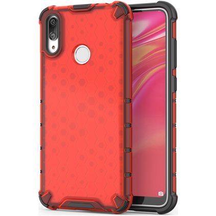Mobigear Honeycomb Huawei Y7 (2019) Fodral Hårdplast Skal Stötsäkert - Röd