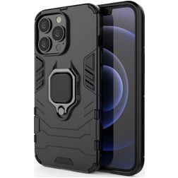 Mobigear Armor Ring iPhone 13 Pro Fodral Hårdplast Skal Stötsäkert med ringhållare - Svart