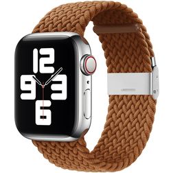 Mobigear Braided Nailon Apple Watch Ranneke Säädettävä taittolukko - 49/46/45/44 mm - Ruskea