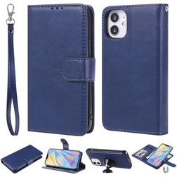 Mobigear Wallet iPhone 12 Mini Knížkové pouzdro 2v1 s odnímatelným krytem Peněženka - Modrá