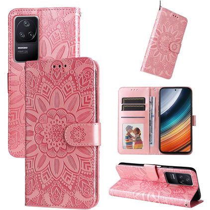 Mobigear Sunflower POCO F4 Funda tipo libro Cartera - Rosa
