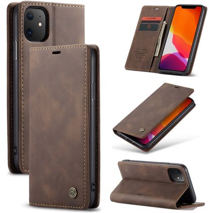 CaseMe 013 iPhone 11 Cover a libro portafoglio - Marrone