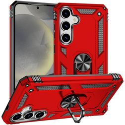 Mobigear Armor ring Samsung Galaxy S25 Funda Plástico rígido Carcasa Antigolpes con anillo - Rojo