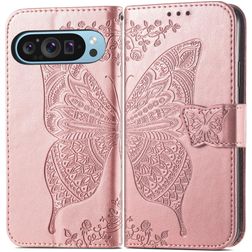Mobigear Butterfly Google Pixel 9 Capa livro Carteira - Rosa dourado