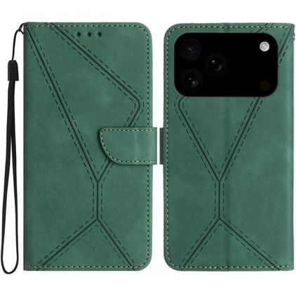 Mobigear Stitch iPhone 17 Pro Pungetui med Seddelrum - Grøn