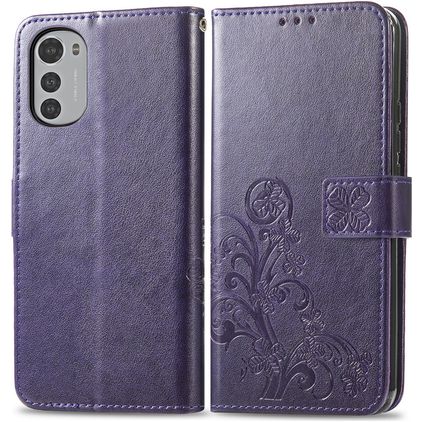 Mobigear Clover Motorola Moto E32s Wallet case - Purple