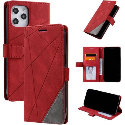 Mobigear Rhombus iPhone 12 Pro Max Funda tipo libro Cartera - Rojo