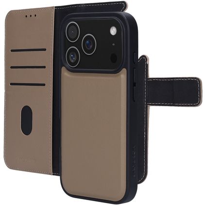 Mobiparts iPhone 17 Pro Case Genuine Leather Detachable 2-in-1 Wallet Case Wallet - Taupe