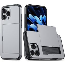 Mobigear Card iPhone 16 Pro Max Hard Case Back cover Shockproof with Card Holder - Grey