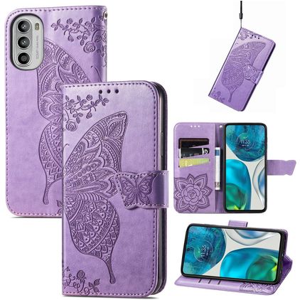 Mobigear Butterfly Motorola Moto G52 Plånboksfodral med sedelfack - Lila
