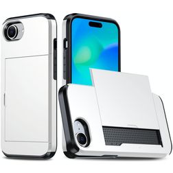 Mobigear Card iPhone 17e Funda Plástico rígido Carcasa Antigolpes con tarjetero - Blanco