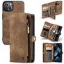 CaseMe 008 iPhone 13 Mini Capa livro 2 em 1 com capa traseira amovível Carteira - Castanho