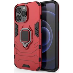 Mobigear Armor Ring iPhone 13 Pro Hårdt Bagsidecover Stødsikkert med ringholder - Rød