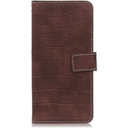 Mobigear Croco Motorola Moto G60s Funda tipo libro Cartera - Marrón