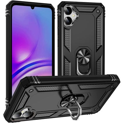 Mobigear Armor Ring Samsung Galaxy A05 Kova Suojakuori Iskunkestävä + Sormuspidike - Musta