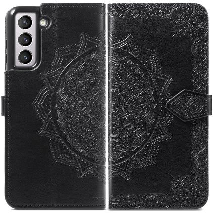 Mobigear Mandala Samsung Galaxy S21 FE Cover a libro portafoglio - Nero