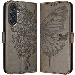 Mobigear Butterfly Samsung Galaxy M55 Cover a libro portafoglio - Grigio