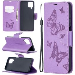 Mobigear Butterfly Samsung Galaxy A12 Lompakkokotelo + Setelitasku - Violetti