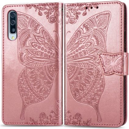 Mobigear Butterfly Samsung Galaxy A70 Capa livro Carteira - Rosa dourado