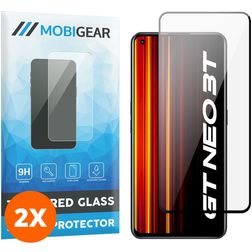 Mobigear Premium Realme GT Neo 3T Tempered Glass Screen Protector - Case Friendly - Black (2-Pack)