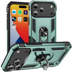 Mobigear Armor Ring iPhone 18 Pro Max Plástico rígido Capa traseira Antichoque com anel - Verde