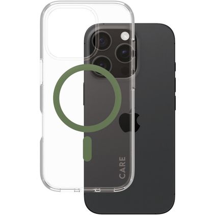 CARE by PanzerGlass Urban Combat iPhone 16 Pro MagSafe Tvrdý plast Zadní kryt - Průhledná / Zelená