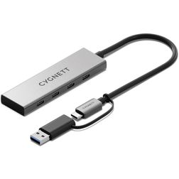 Cygnett Unite 4-in-1 Hub da USB-A / USB-C a USB-C 0,15 m - Argento