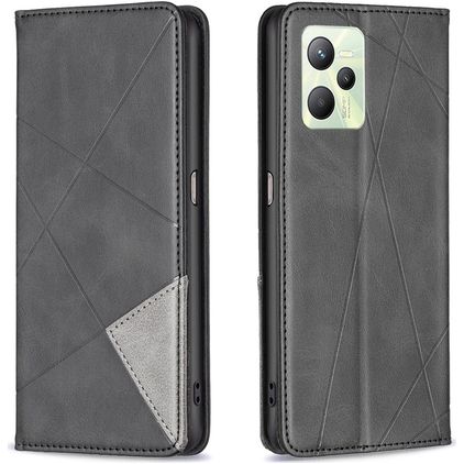 Mobigear Rhombus Slim Realme C35 Plånboksfodral - Svart