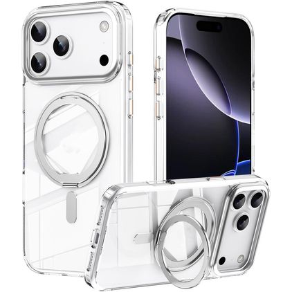 Mobigear Frosted Mag iPhone 17 Pro MagSafe Funda Plástico rígido Carcasa con soporte - Plateado