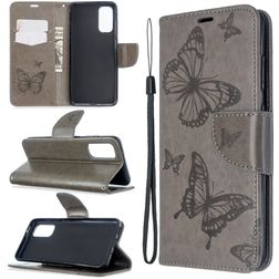 Mobigear Butterfly Samsung Galaxy S20 Pungetui med Seddelrum - Grå