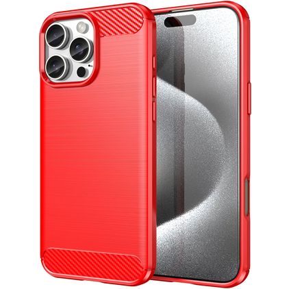 Mobigear Brushed Slim iPhone 16 Pro Max TPU flexível Capa traseira - Vermelho