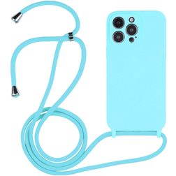 Mobigear Lanyard iPhone 14 Pro Max Silicone Case with lanyard - Blue